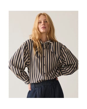 Summum 2s3523-12490 495 blouse two tone stripe midnight blue