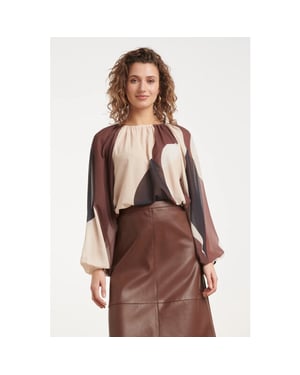 Smashed Lemon Blouse met abstracte print en volumineuze mouwen |