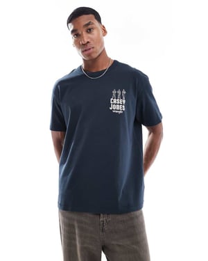 Wrangler Casey Jones arbetskläder logotyp vintage oversized tungvikt t-shirt i marinblå