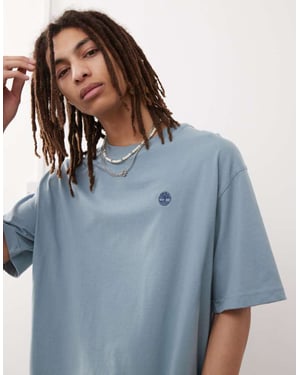 Timberland Dunstan River liten logotyp oversized t-shirt i ljusblå