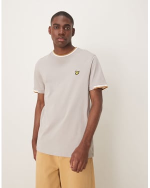 Lyle & Scott Halvtippad T-shirt i grått