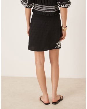YAS contrast cornelli embroidered mini skirt co-ord in black