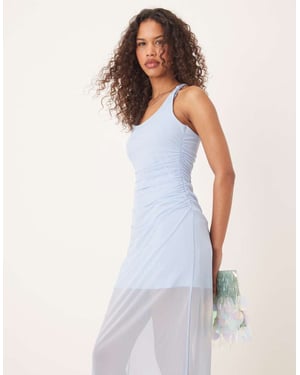 Abercrombie & Fitch mesh racerback maxi dress in blue