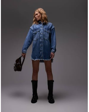 AllSaints knäppklänning i mellan indigo