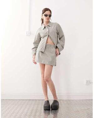 Noisy May boxer mini skirt co-ord in grey stripe
