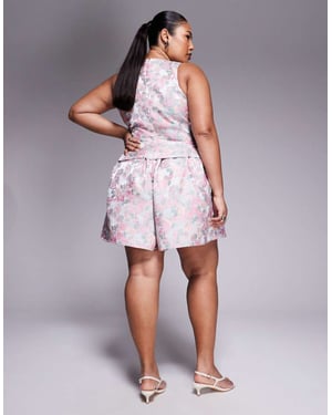 ASOS LUXE Curve jacquard playsuit with embellished buttons