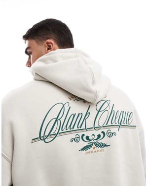 Cotton On box fit hoodie med blank check grafik i krämfärgad