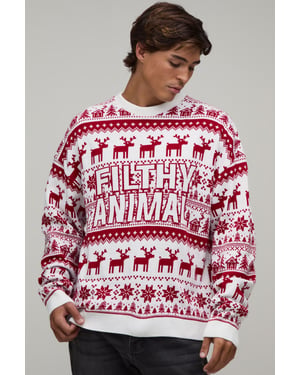 Relaxed Novelty Filthy Animal Knitted Christmas Jumper