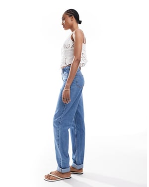 ASOS DESIGN Tall high rise relaxed mom jeans in clean blue