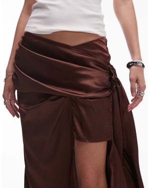 House of Sunny cascade floaty skirt in brown