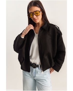 Oversized Faux Suede Jacket