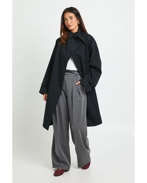 Funnel Neck Wrap Trench Coat