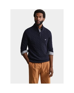 Gant Half zip lamswollen polotrui met kabel 8050325/433