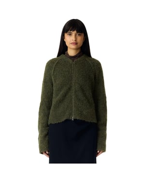 YAS Plyra ls knit zip cardigan chive
