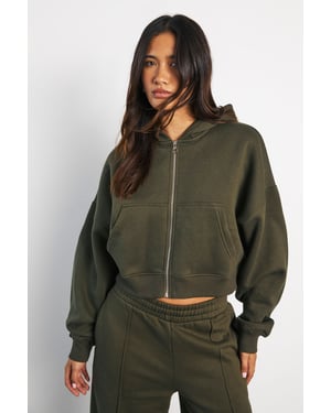 Boxy Balloon Sleeve Oversized Zip Through Hoodie