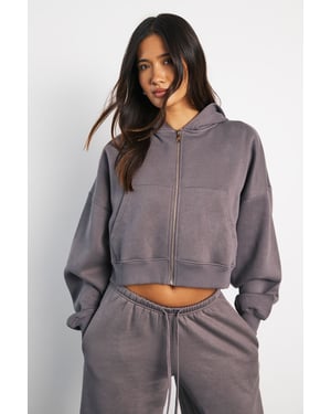 Boxy Balloon Sleeve Oversized Zip Through Hoodie