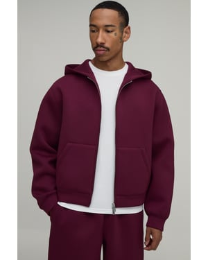 Oversized Boxy Zip Through Scuba Hoodie
