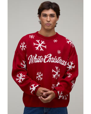 Relaxed Fit Snow Flake Knitted Christmas Jumper