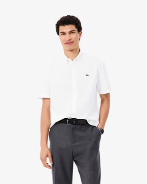 Regular Fit Long Sleeve Logo Detail Shirt in White