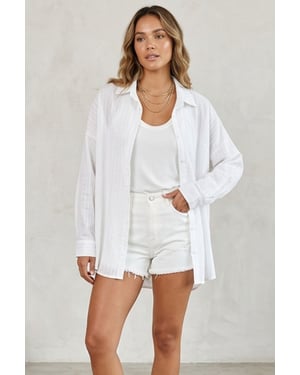 Oversized Overhemd met Lange Mouwen van Poplin