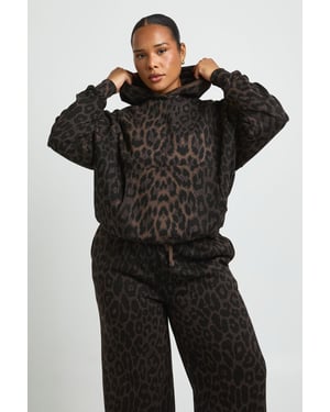 Plus Leopard Print Oversized Hoodie