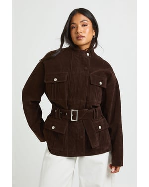 Petite Faux Suede Belted Jacket