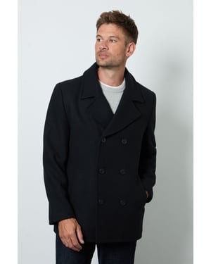 Black Wool Blend Peacoat