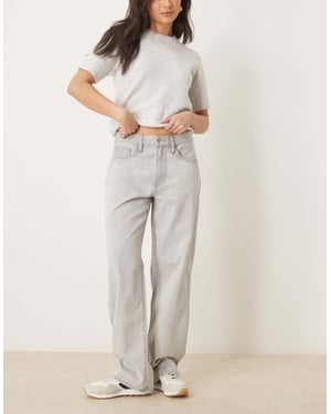 Gina Tricot baggy fit jeans i ljusgrå tvätt