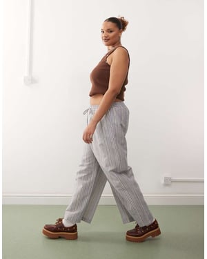 COLLUSION Plus stripe woven trouser with cargo pockets in multi - MULTI
