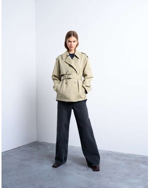 Topshop kort trenchcoat i beige