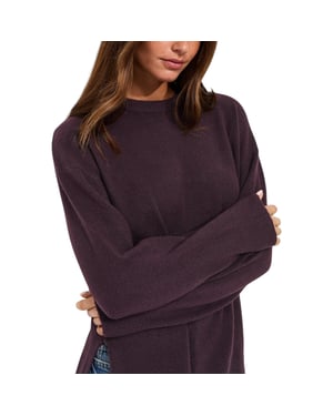 New Look Womens Side Slit Jumper Long Sleeve Sweatshirts Crew Neck Knitted Top