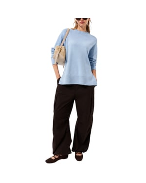 New Look Womens Side Slit Jumper Long Sleeve Sweatshirts Crew Neck Knitted Top