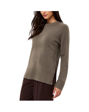 New Look Womens Side Slit Jumper Long Sleeve Sweatshirts Crew Neck Knitted Top