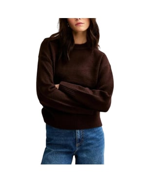 New Look Womens Side Slit Jumper Long Sleeve Sweatshirts Crew Neck Knitted Top