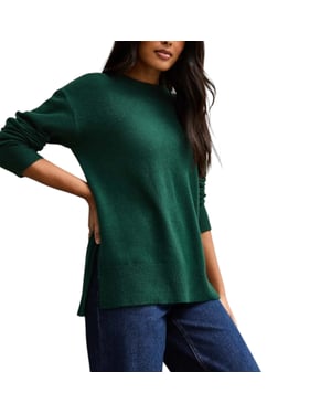 New Look Womens Side Slit Jumper Long Sleeve Sweatshirts Crew Neck Knitted Top