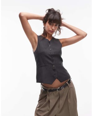 Topshop co ord high button up tailored waistcoat in charcoal CHARCOAL