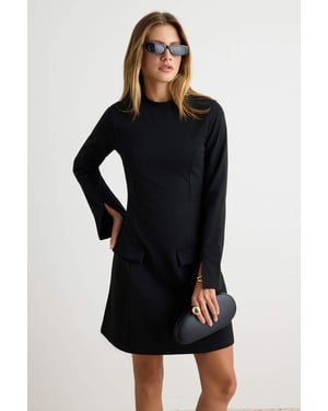 TRENDYOLMİLLA Dames Zwart Effen Kort / Mini Lang A-lijn Jurken
