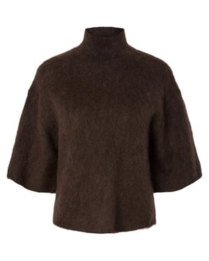 YAS Tilde 2/4 mohair blend knit pullover mole/melan