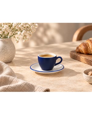 Bonna Espresso kopjes & schotel lavis blue porselein set van 6