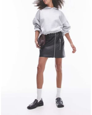 Topshop Faux leather biker mini skirt in black