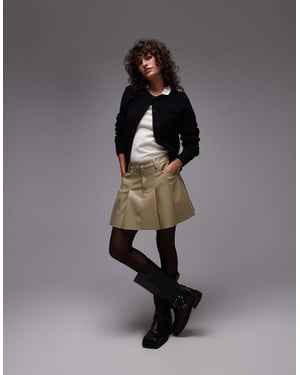 Topshop faux leather pocket pleat mini in sage