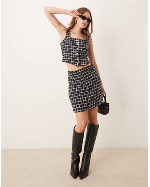 YAS boucle mini skirt co-ord in mono check