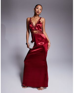Never Fully Dressed Mimi lace cut-out slip midaxi dress in oxblood