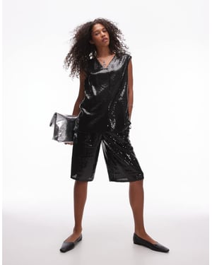 Topshop sequin co ord awkward short in black BLACK