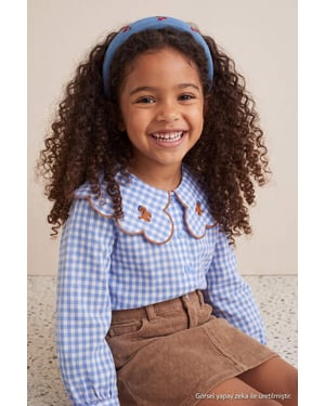TRENDYOLKIDS Meisjes Blauw Met grafische print Lang, Regular fit Overhemden