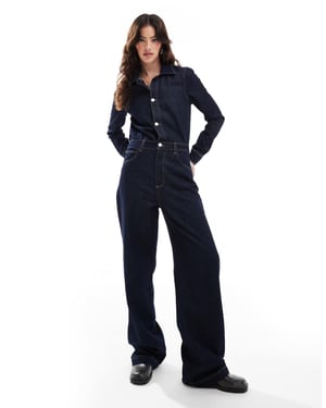 ASOS DESIGN denim jumpsuit in indigo