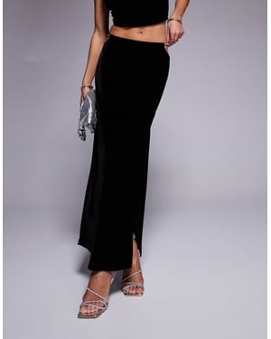 ASOS DESIGN co-ord velvet midi skirt with diamante trim in black