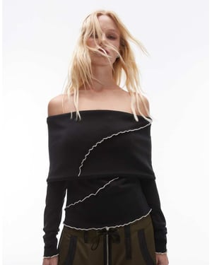 Resume off shoulder contrast binding rib top