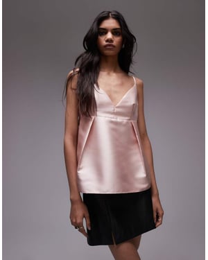 Topshop co-ord heavy satin top in pink