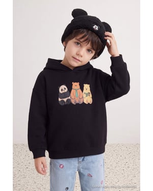 TRENDYOLKIDS Pojkar Svart Med grafiskt tryck Lång, Regular fit Sweatshirts